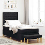 Letto a molle con testiera Nero 200 x 90 cm Tessuto
