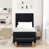 Letto a molle con testiera Nero 200 x 90 cm Tessuto