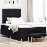 Letto a molle con testiera Nero 190 x 120 cm Tessuto