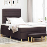 Letto a molle con testiera Marrone scuro 190 x 120 cm Tessuto