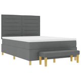 Letto a molle con testiera Grigio scuro 190 x 140 cm Tessuto