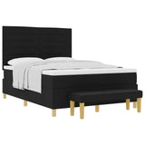 Letto a molle con testiera Nero 200 x 140 cm Tessuto