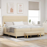 Letto a molle con materasso Crema 200 x 200 cm Tessuto