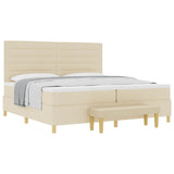 Letto a molle con materasso Crema 200 x 200 cm Tessuto