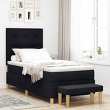 Letto a molle con testiera Nero 200 x 90 cm Tessuto