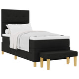 Letto a molle con testiera Nero 200 x 90 cm Tessuto