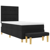 Letto a molle con testiera Nero 200 x 90 cm Tessuto