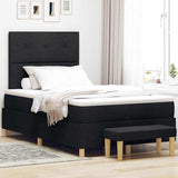 Letto a molle con materasso Nero 120 x 200 cm Tessuto