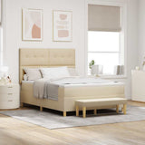 Letto a molle con materasso Crema 140 x 190 cm Tessuto