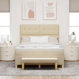 Letto a molle con materasso Crema 140 x 190 cm Tessuto
