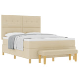 Letto a molle con materasso Crema 140 x 190 cm Tessuto