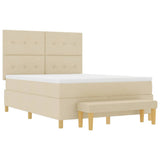Letto a molle con materasso Crema 140 x 190 cm Tessuto