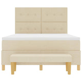 Letto a molle con materasso Crema 140 x 190 cm Tessuto