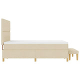 Letto a molle con materasso Crema 140 x 190 cm Tessuto