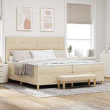 Letto a molle con testiera Crema 200 x 200 cm Tessuto