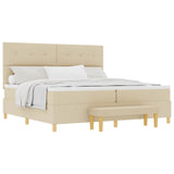 Letto a molle con testiera Crema 200 x 200 cm Tessuto