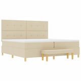 Letto a molle con testiera Crema 200 x 200 cm Tessuto