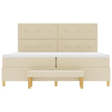 Letto a molle con testiera Crema 200 x 200 cm Tessuto