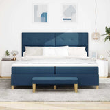 Letto a molle con testiera Blu 200 x 200 cm Tessuto