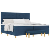 Letto a molle con testiera Blu 200 x 200 cm Tessuto