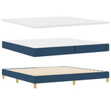 Letto a molle con testiera Blu 200 x 200 cm Tessuto