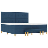 Letto a molle con testiera Blu 200 x 200 cm Tessuto