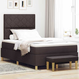 Letto a molle con testiera Marrone scuro 190 x 120 cm Tessuto