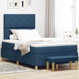 Letto a molle con materasso Blu 120 x 200 cm Tessuto