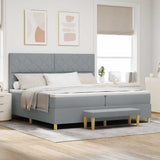 Letto a molle con cuscino Grigio chiaro 200 x 200 cm Tessuto