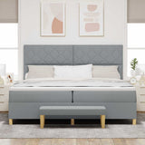 Letto a molle con cuscino Grigio chiaro 200 x 200 cm Tessuto