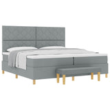 Letto a molle con cuscino Grigio chiaro 200 x 200 cm Tessuto