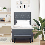 Letto a molle con testiera Grigio scuro 190 x 90 cm Velluto