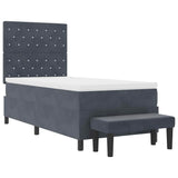 Letto a molle con testiera Grigio scuro 190 x 90 cm Velluto