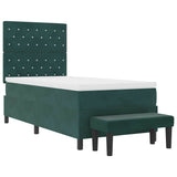 Letto a molle con materasso Verde scuro 100 x 200 cm Velluto