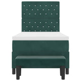 Letto a molle con materasso Verde scuro 100 x 200 cm Velluto