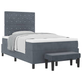 Letto a molle con materasso Grigio scuro 120 x 190 cm Velluto
