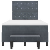 Letto a molle con materasso Grigio scuro 120 x 190 cm Velluto