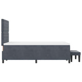 Letto a molle con materasso Grigio scuro 120 x 190 cm Velluto