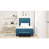 Letto a molle con materasso Blu scuro 120 x 190 cm Velluto