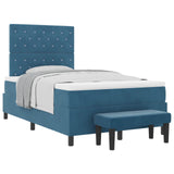 Letto a molle con materasso Blu scuro 120 x 190 cm Velluto
