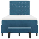 Letto a molle con materasso Blu scuro 120 x 190 cm Velluto