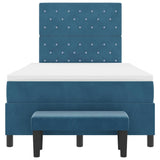 Letto a molle con materasso Blu scuro 120 x 190 cm Velluto