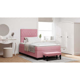 Letto a molle con materasso Rosa 120 x 190 cm Velluto
