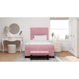 Letto a molle con materasso Rosa 120 x 190 cm Velluto