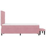 Letto a molle con materasso Rosa 120 x 190 cm Velluto