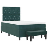 Letto a molle con materasso Verde Scuro 120 x 200 cm Velluto