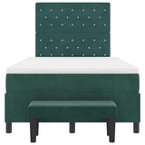 Letto a molle con materasso Verde Scuro 120 x 200 cm Velluto