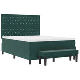 Letto a molle con materasso Verde scuro 140 x 200 cm Velluto