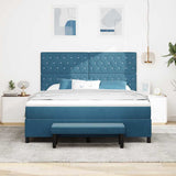 Letto a molle con materasso Blu scuro 180 x 200 cm Velluto