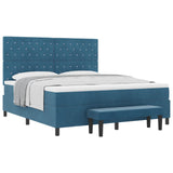 Letto a molle con materasso Blu scuro 180 x 200 cm Velluto